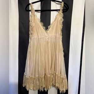 Free People Cream Lace Slip Dress